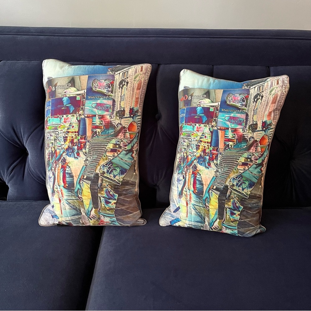 Cliff decorative Art Pillows with feather inserts